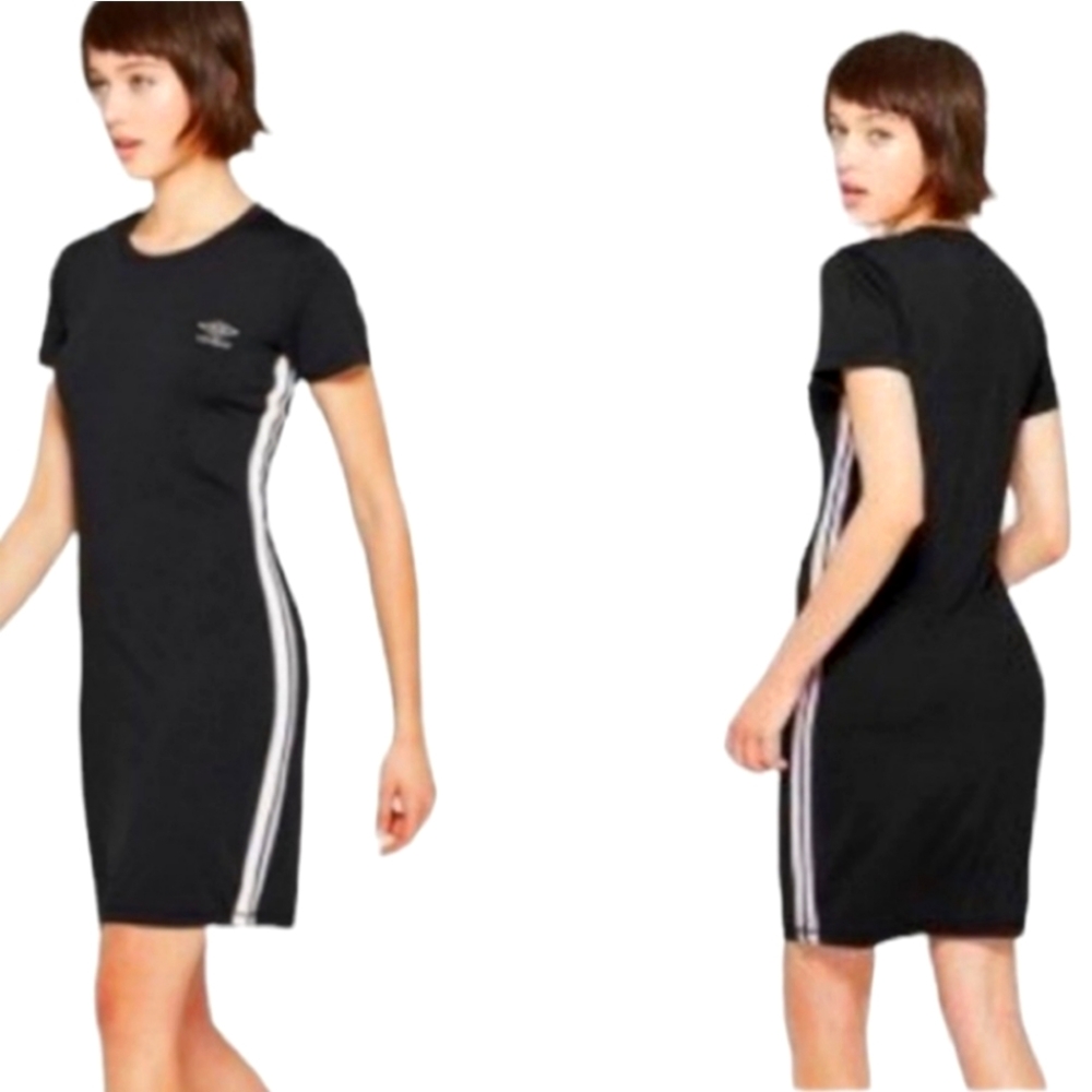 Umbro Black Stretch With Side Stripe Athletic Mini Dress Size M